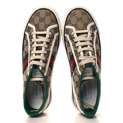 Gucci GG Monogram Web Womens 1977 Tennis Sneakers 40 Beige Ebony Mystic White 2 of 9