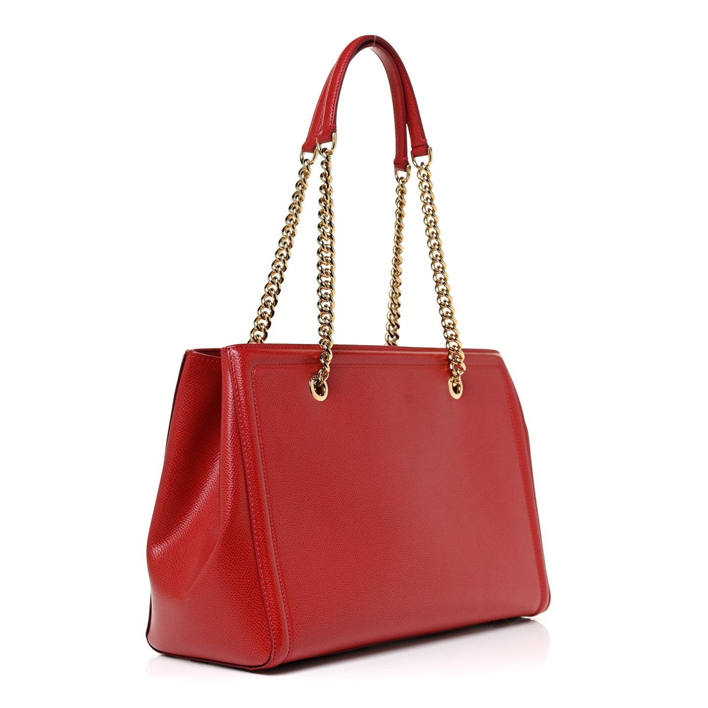 Hammered Calfskin Vara Bow Chain Tote Red