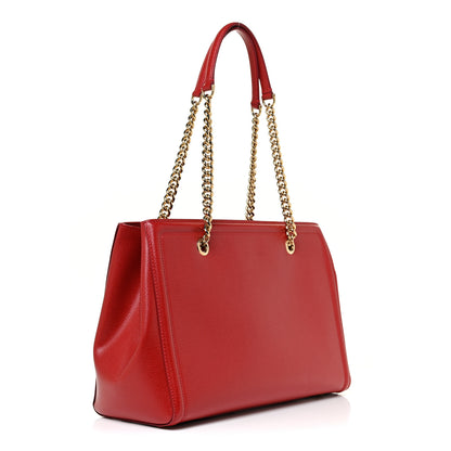 Salvatore Ferragamo Hammered Calfskin Vara Bow Chain Tote Red 3 of 10
