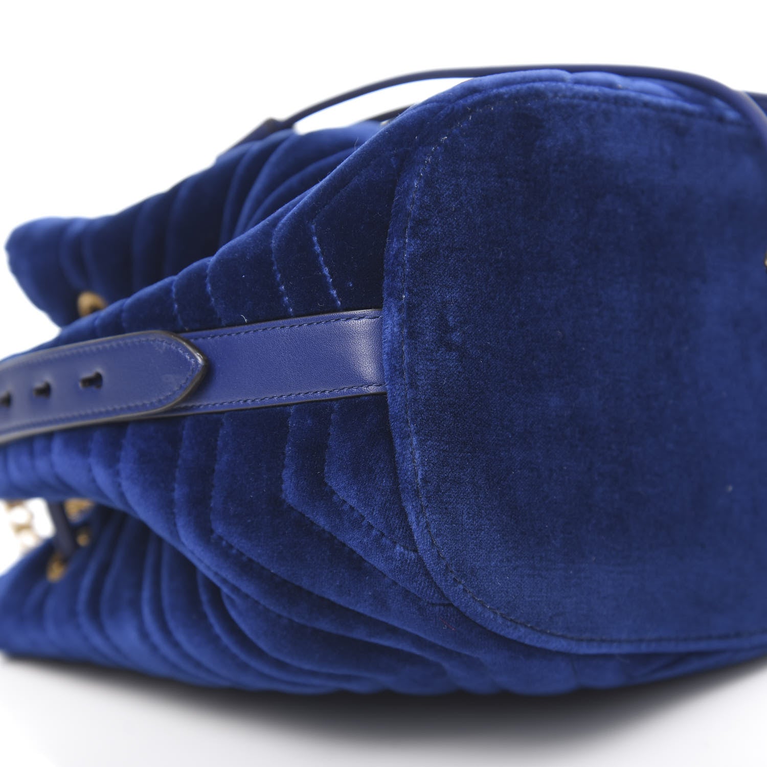 Gucci Velvet Matelasse GG Marmont Bucket Bag Cobalt Blue 9 of 11