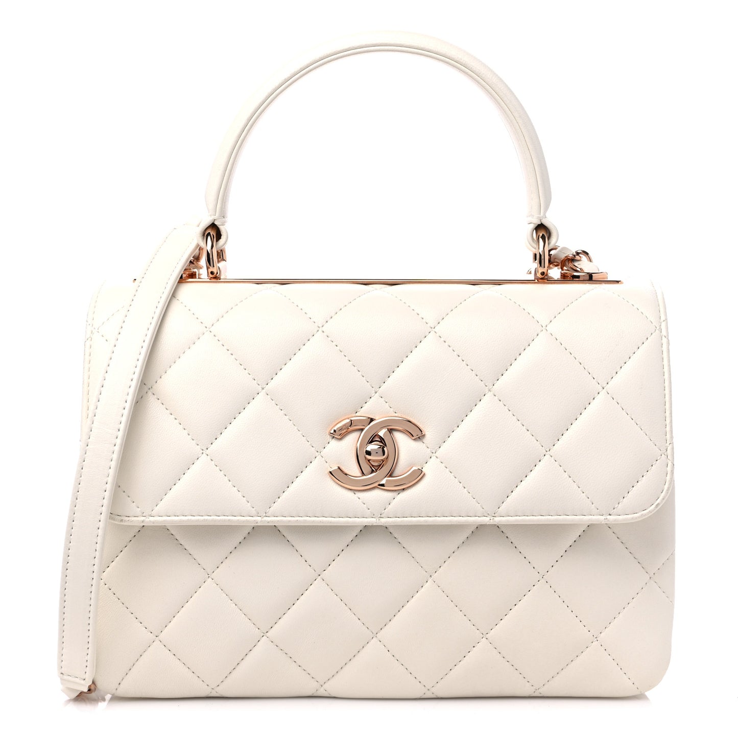Lambskin Quilted Small Trendy CC Dual Handle Flap Bag White