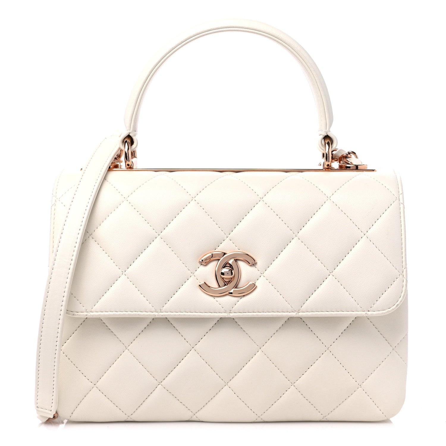 Chanel Lambskin Quilted Small Trendy CC Dual Handle Flap Bag White 1 of 13