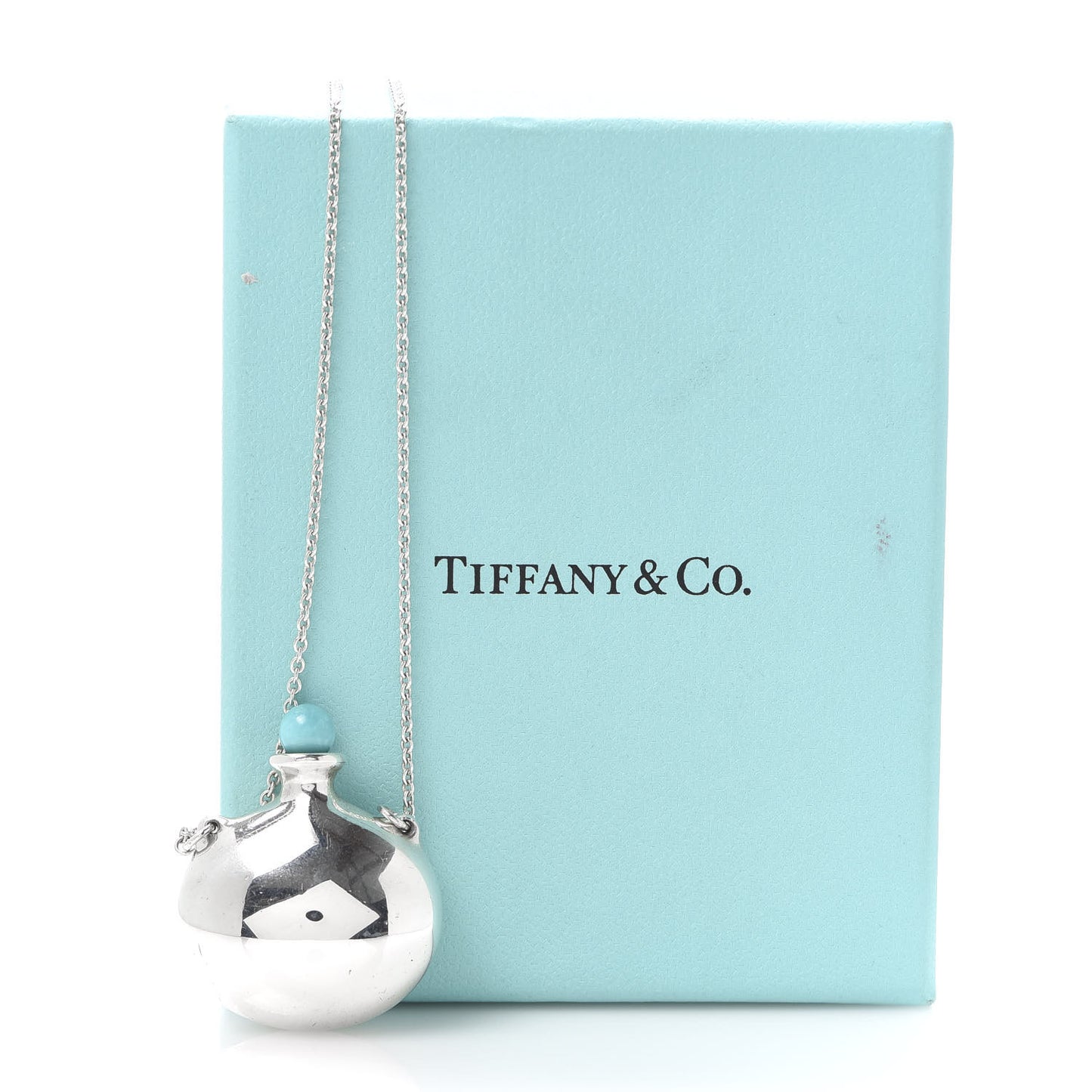 Sterling Silver Turquoise Elsa Peretti Round Bottle Pendant Necklace
