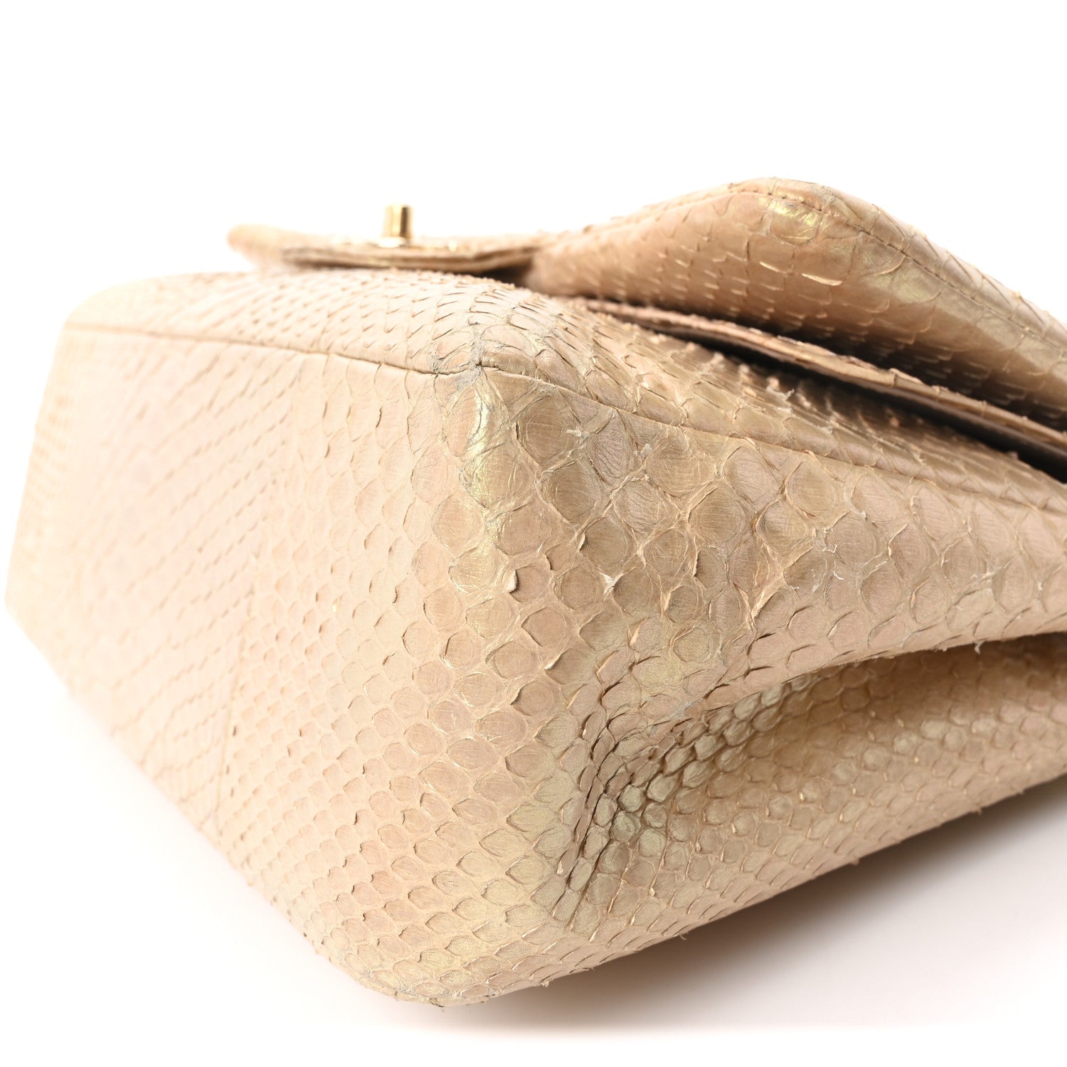 Chanel Metallic Snakeskin Jumbo Double Flap Light Beige 10 of 10