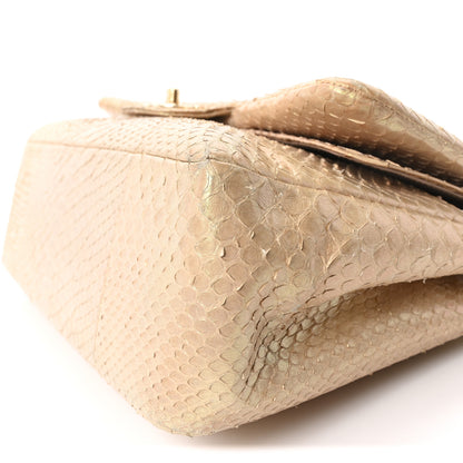 Chanel Metallic Snakeskin Jumbo Double Flap Light Beige 10 of 10