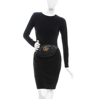 Gucci Calfskin Matelasse GG Marmont Belt Bag 85 34 Black 2 of 7