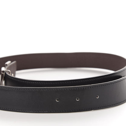 Hermes Box Togo Strie 32mm H Belt 90 Black Chocolate 6 of 6