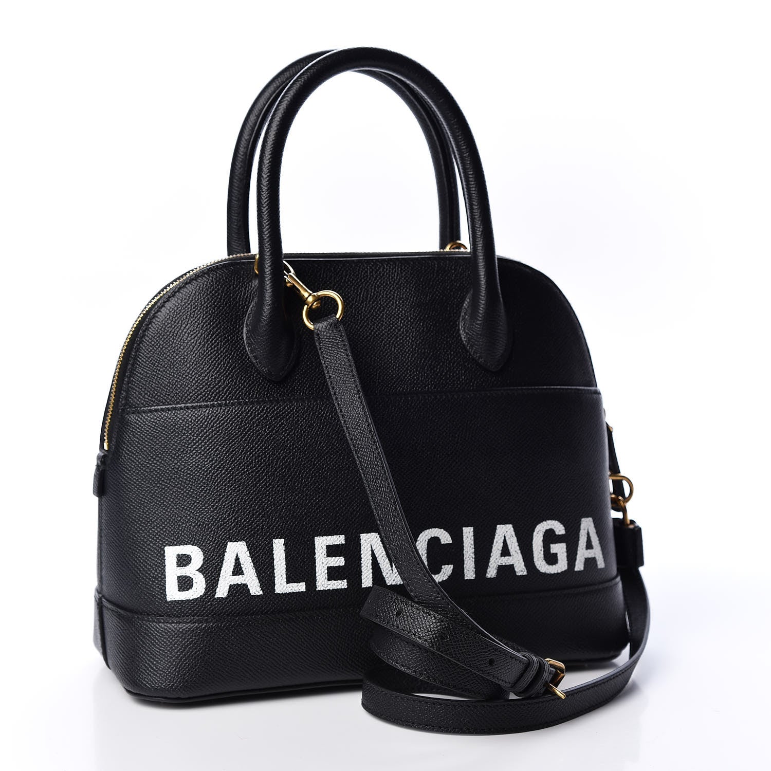 Balenciaga Signature Grained Calfskin Logo S Ville Top Handle Bag Black 2 of 10