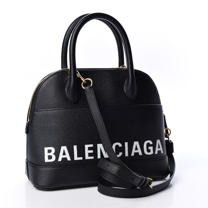 Balenciaga Signature Grained Calfskin Logo S Ville Top Handle Bag Black 2 of 10