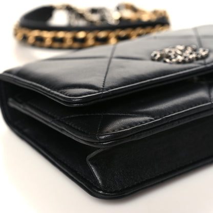 Chanel Goatskin Quilted Chanel 19 Wallet On Chain WOC Black 9 of 10