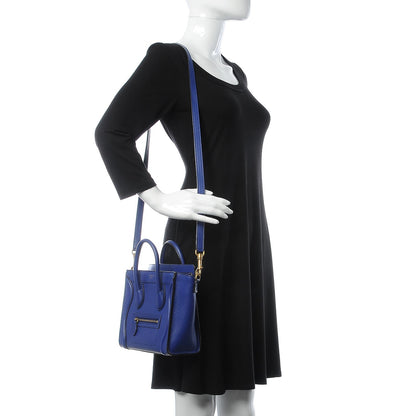 Celine Drummed Calfskin Nano Luggage Indigo 2 of 28