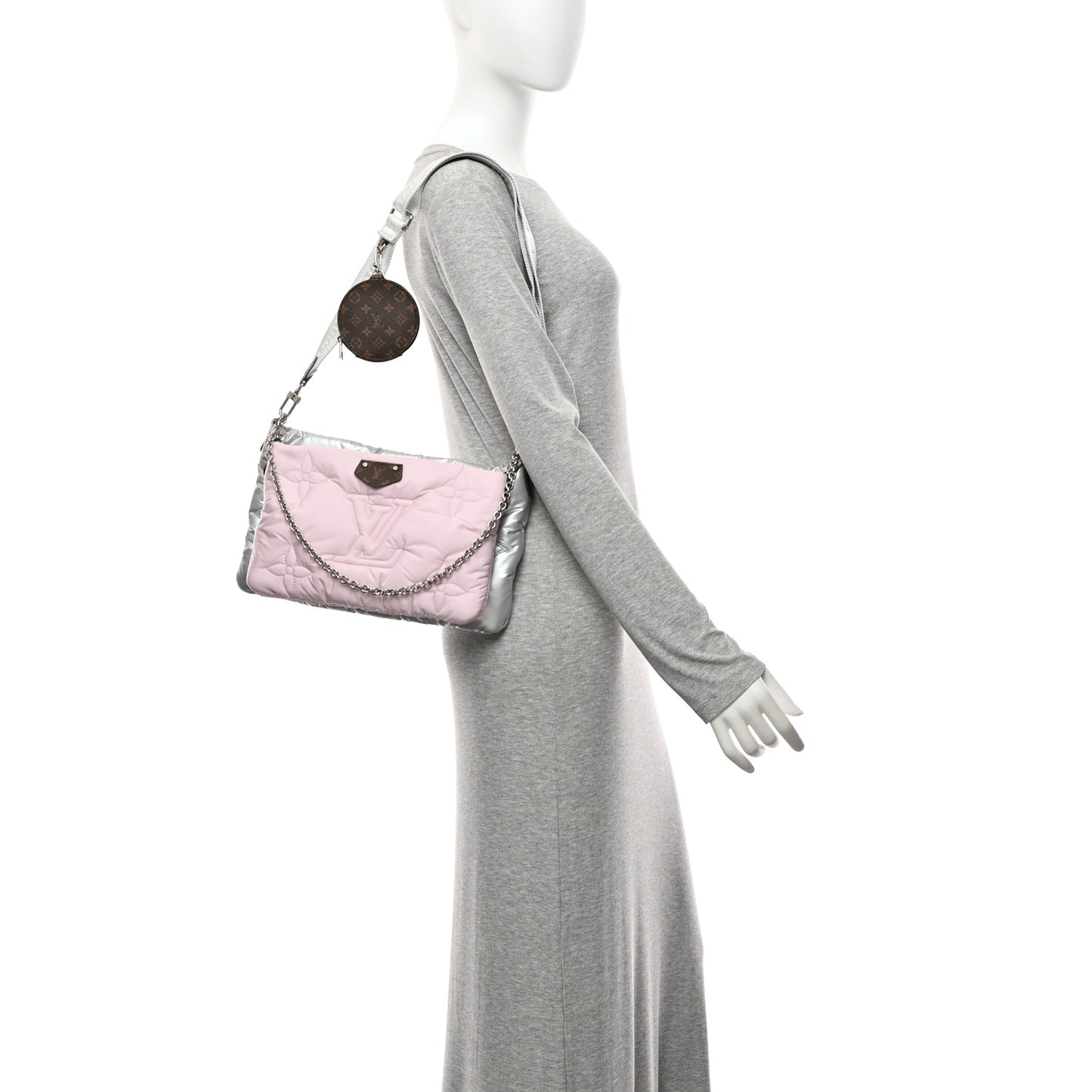 Econyl Monogram Pillow Maxi Multi Pochette Accessories Silver Pale Pink
