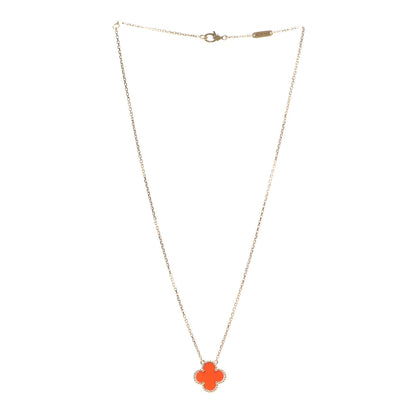 Van Cleef & Arpels 18K Yellow Gold Carnelian Vintage Alhambra Pendant Necklace 3 of 8