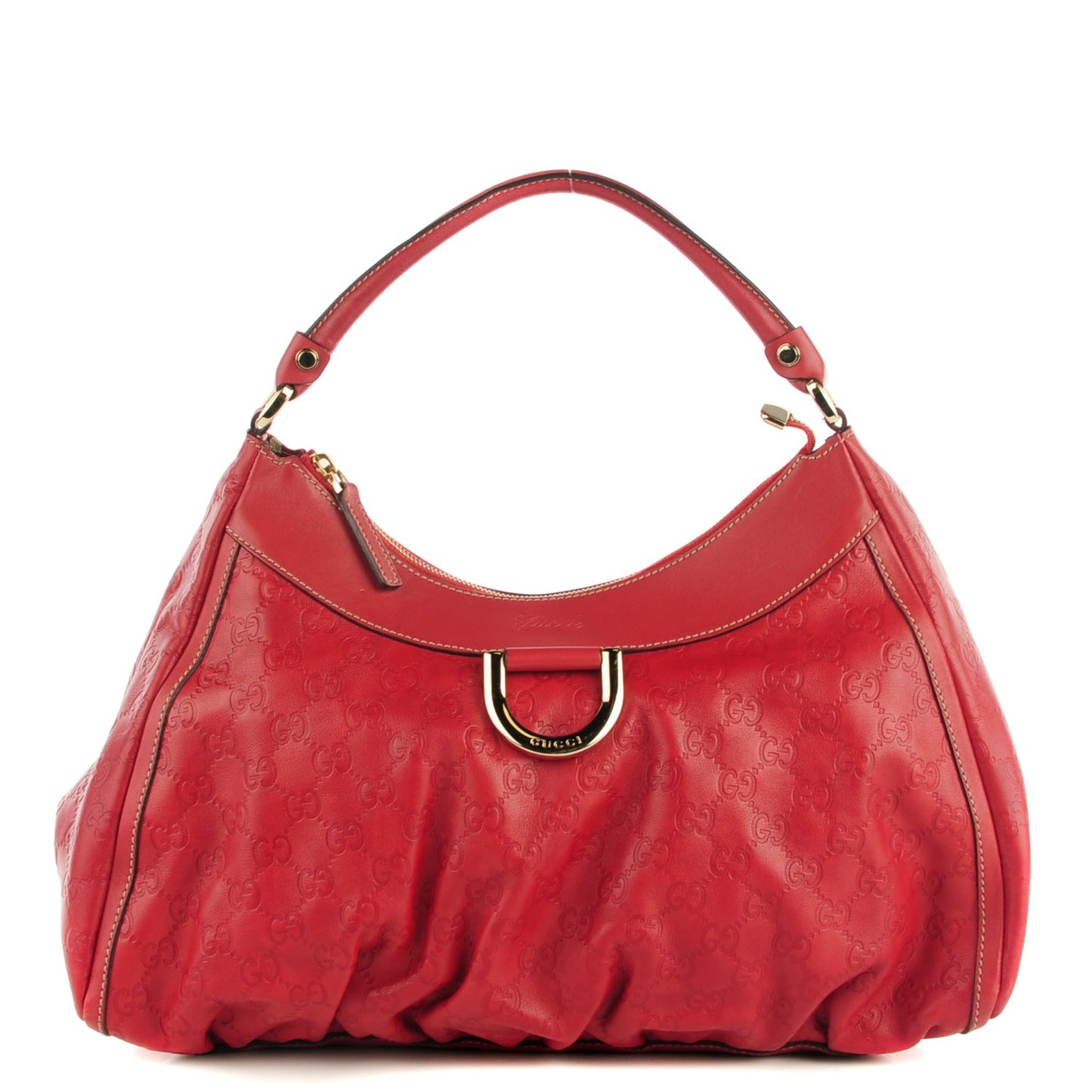 Guccissima Large D Gold Hobo Red