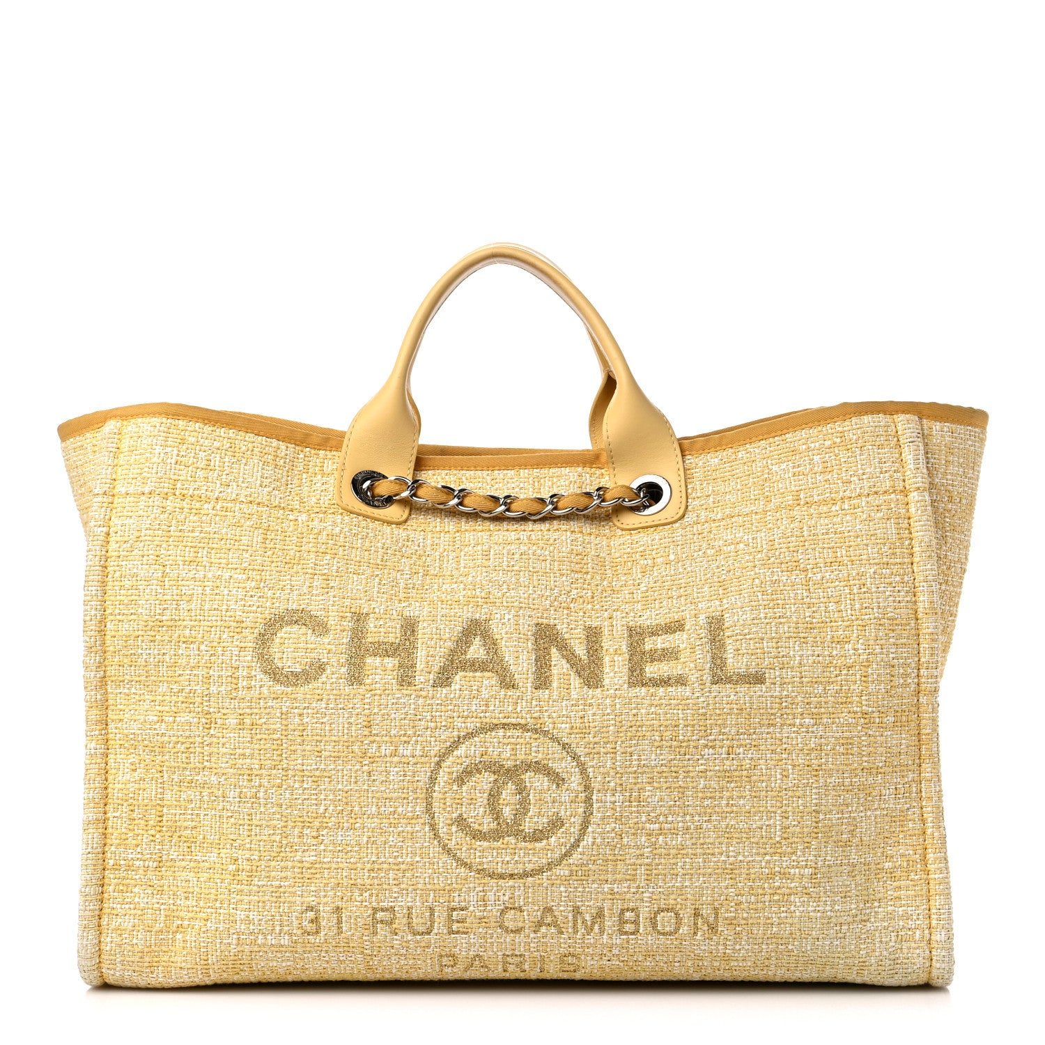 Chanel Canvas Large Deauville Tote Light Yellow 1 of 14
