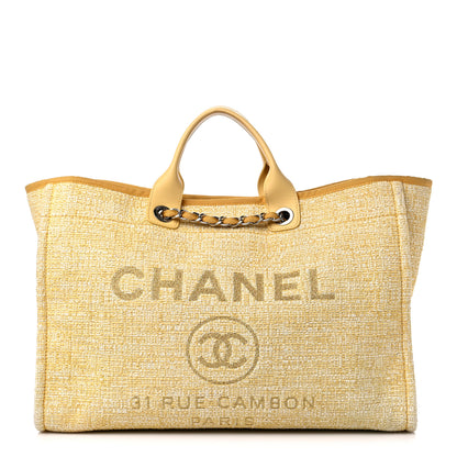 Chanel Canvas Large Deauville Tote Light Yellow 1 of 14