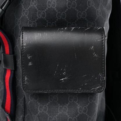 Gucci Soft GG Supreme Monogram Calfskin Web Double Buckle Backpack Black 15 of 19