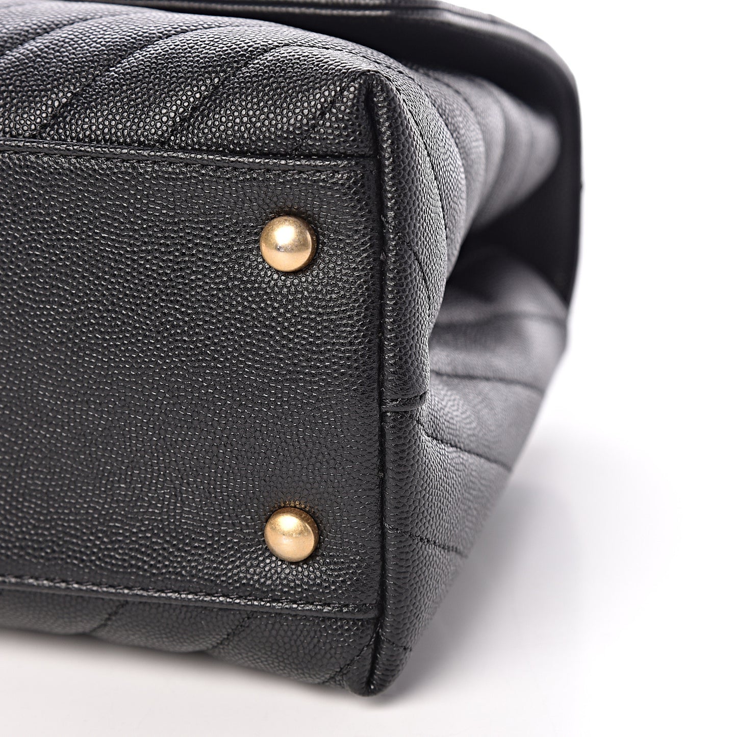 Caviar Chevron Quilted Small Coco Handle Flap Black