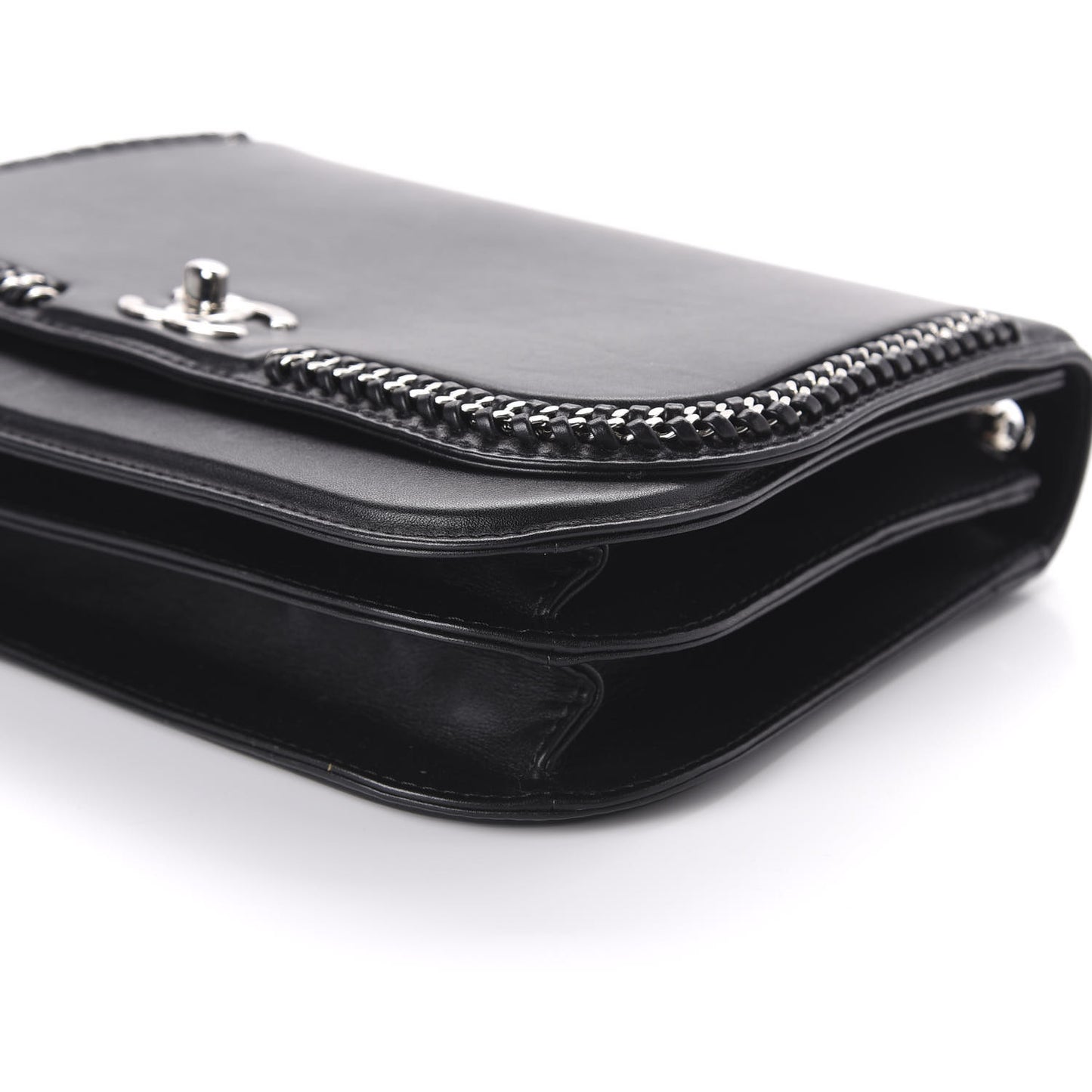 Calfskin Medium Braided Chic Flap Black