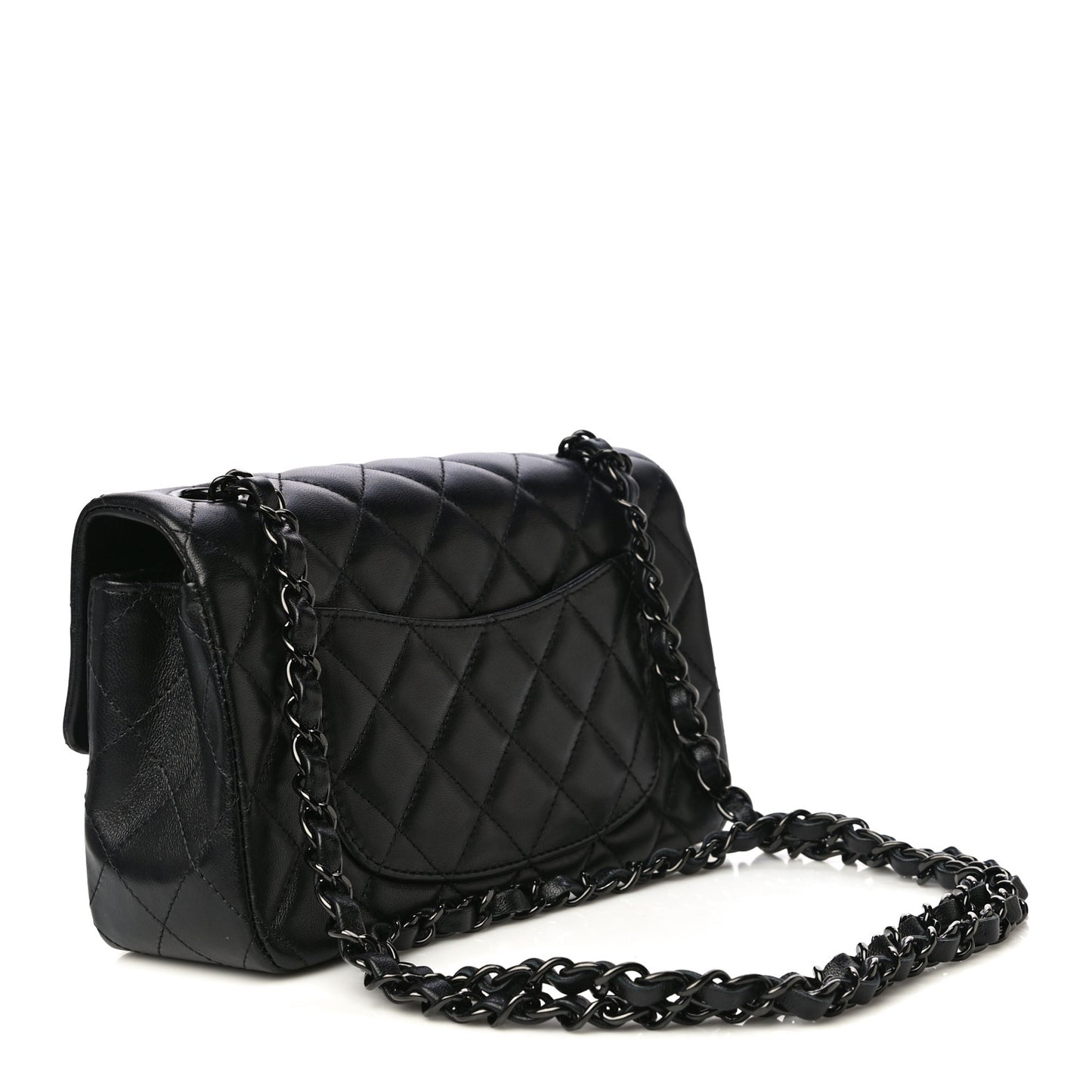 Lambskin Quilted Mini Rectangular Flap So Black