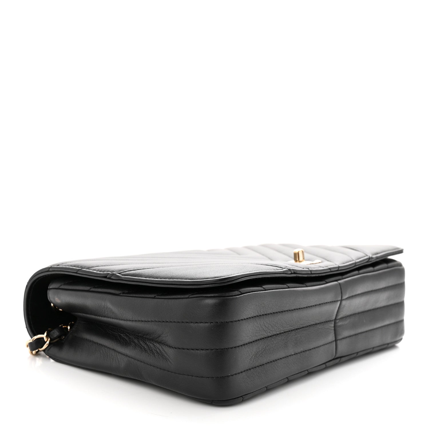 Chanel Calfskin Chevron Quilted Large Statement Flap Black 3 of 12