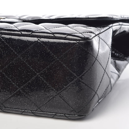 Chanel Patent Quilted Sparkle Glitter Jumbo Single Flap Black 11 of 11