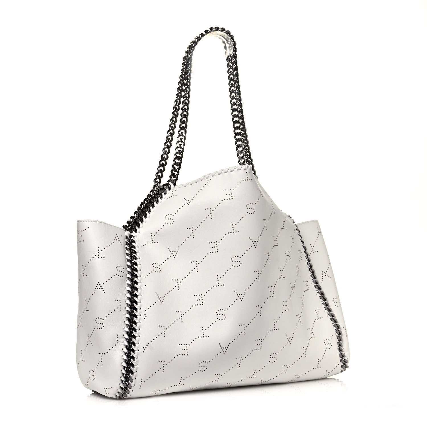 Stella McCartney Eco Alter Nappa Perforated Logo Falabella Reversible Tote Optical White 3 of 10