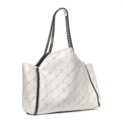 Stella McCartney Eco Alter Nappa Perforated Logo Falabella Reversible Tote Optical White 3 of 10