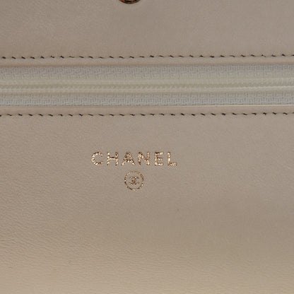 Chanel Lambskin Quilted Boy Wallet On Chain WOC White 6 of 8