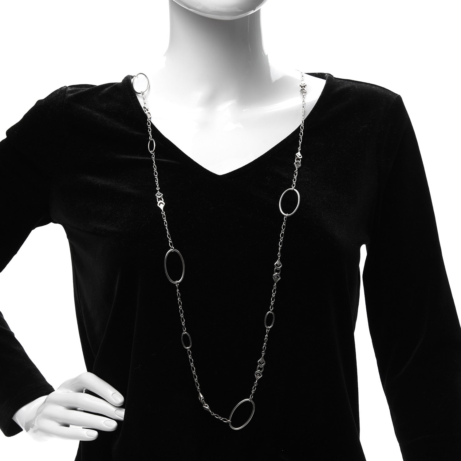 John Hardy Sterling Silver Black Onyx White Sapphire Legends Naga Lariat Necklace 2 of 6