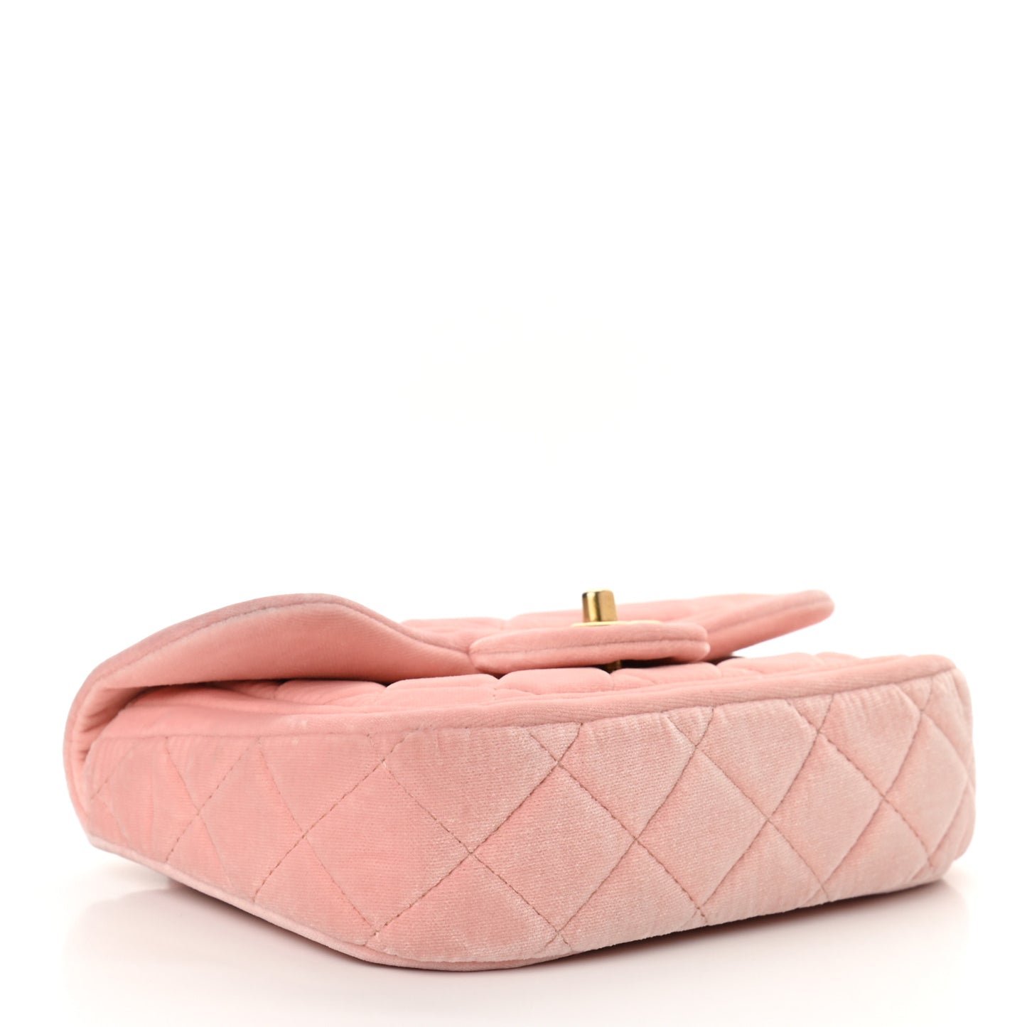 Velvet Quilted Mini Flap Pink