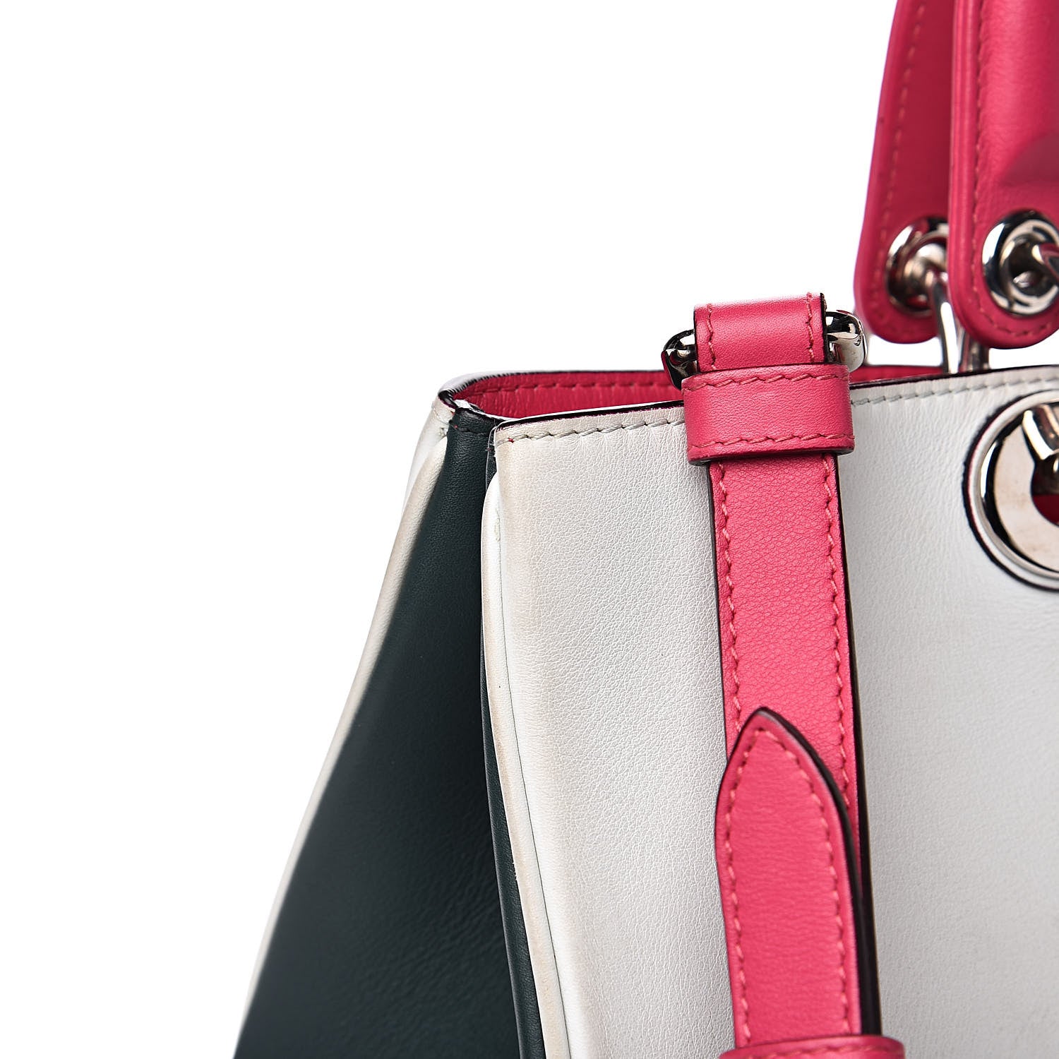 Christian Dior Smooth Calfskin Medium Tri-Color Diorissimo Pink Black Light Blue 13 of 18