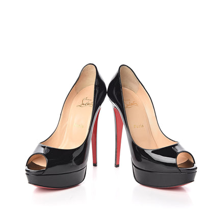 Christian Louboutin Patent Lady Peep 150 Pumps 38 Black 6 of 11