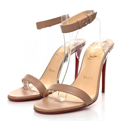 Christian Louboutin Nappa Shiny PVC Jonatina 100 Sandals 38.5 Nude 3 of 8