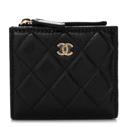Chanel Caviar Quilted CC Zip Compact Wallet Black 1 of 9