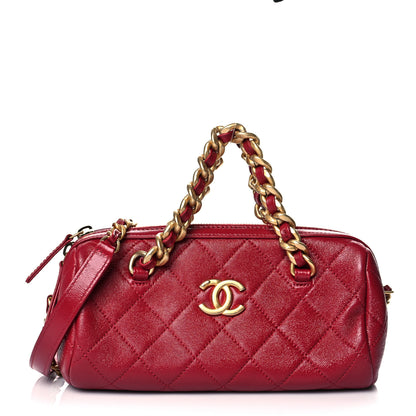Chanel Shiny Lambskin Quilted Small Fashion Therapy Bowling Bag Dark Pink 1 of 12