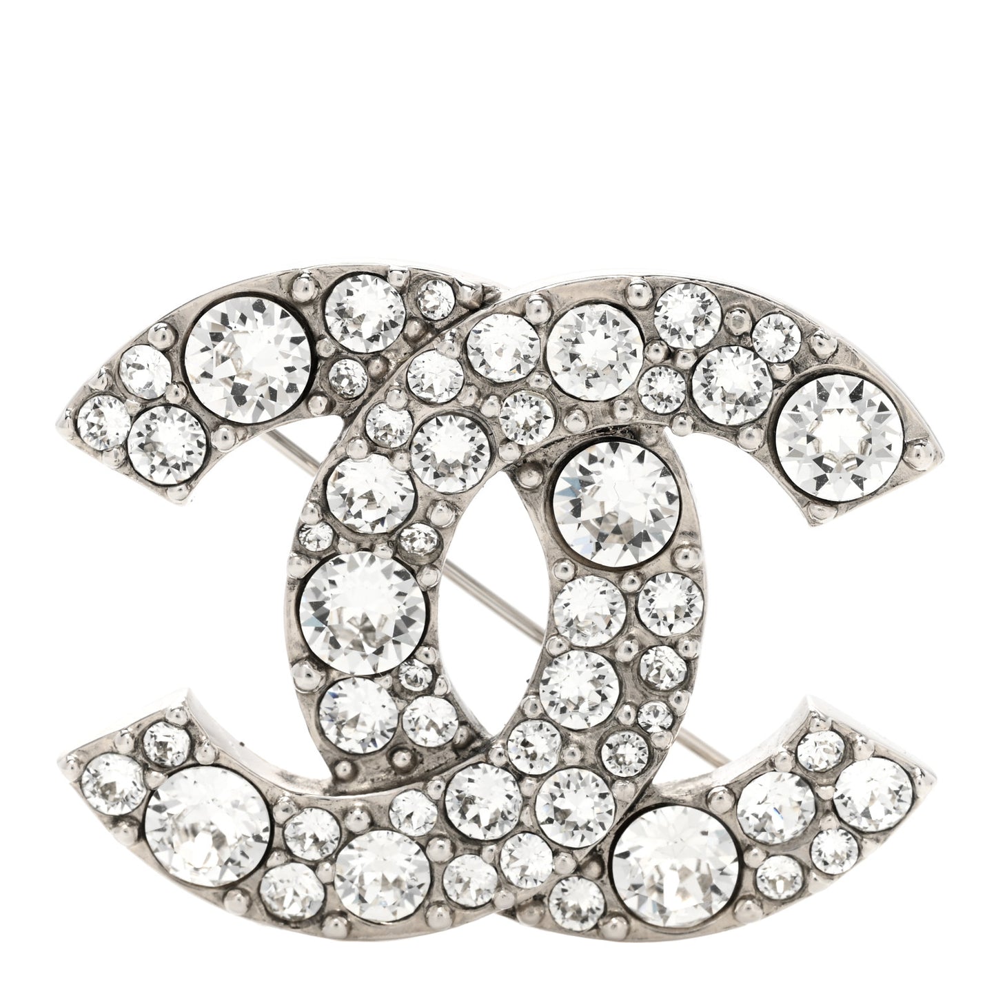 Crystal Large CC Brooch Silver
