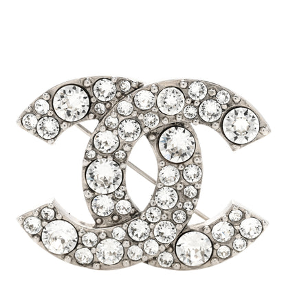 Chanel Crystal Large CC Brooch Silver 1 of 4