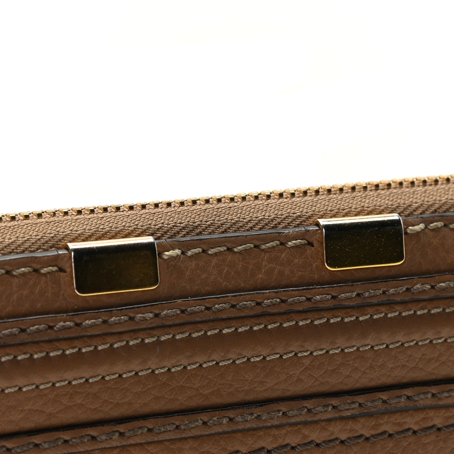 Grained Calfskin Marcie Long Zip Around Wallet Nut
