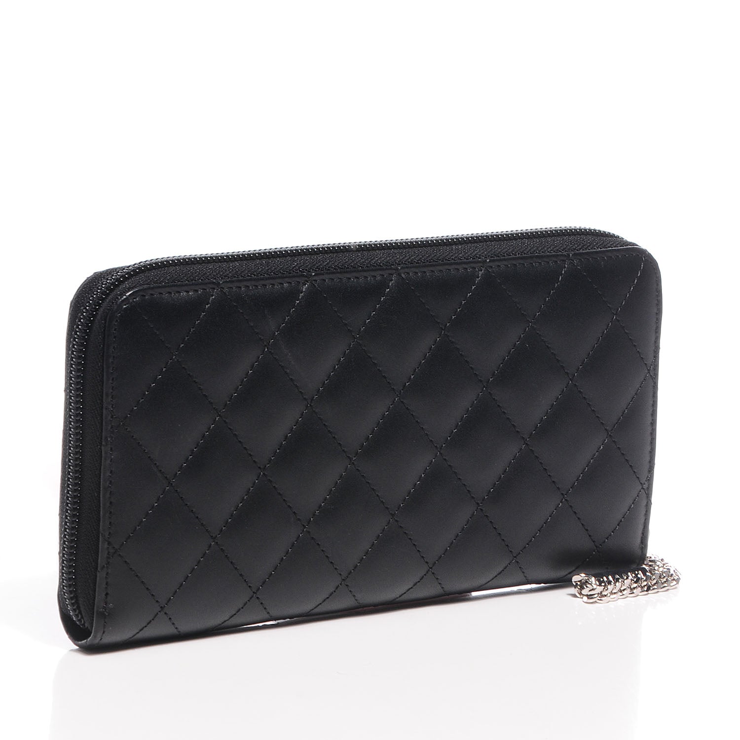 Chanel Calfskin Quilted Cambon Large Gusset Zip Around Wallet Black 3 of 9