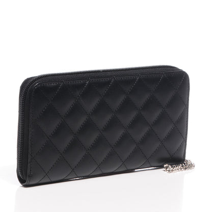 Chanel Calfskin Quilted Cambon Large Gusset Zip Around Wallet Black 3 of 9