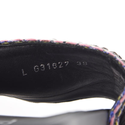 Chanel Tweed Lambskin Chain Flat Sandals 38 Black Multicolor 8 of 8