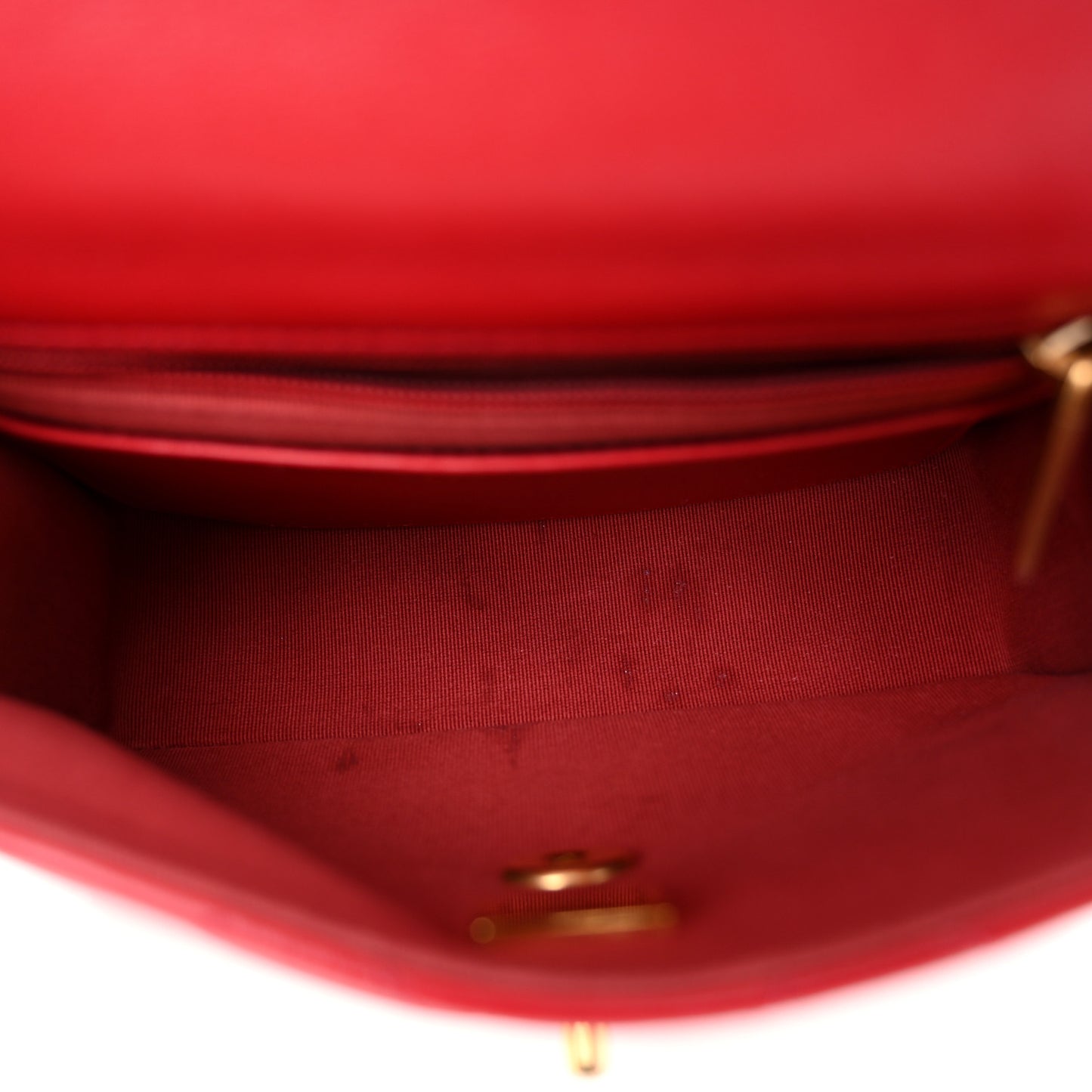Calfskin Quilted Mini Charms Flap Red