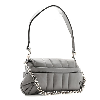 Gucci Nappa Vertical Matelasse Small Maxi Horsebit Chain Shoulder Bag Gray 3 of 14