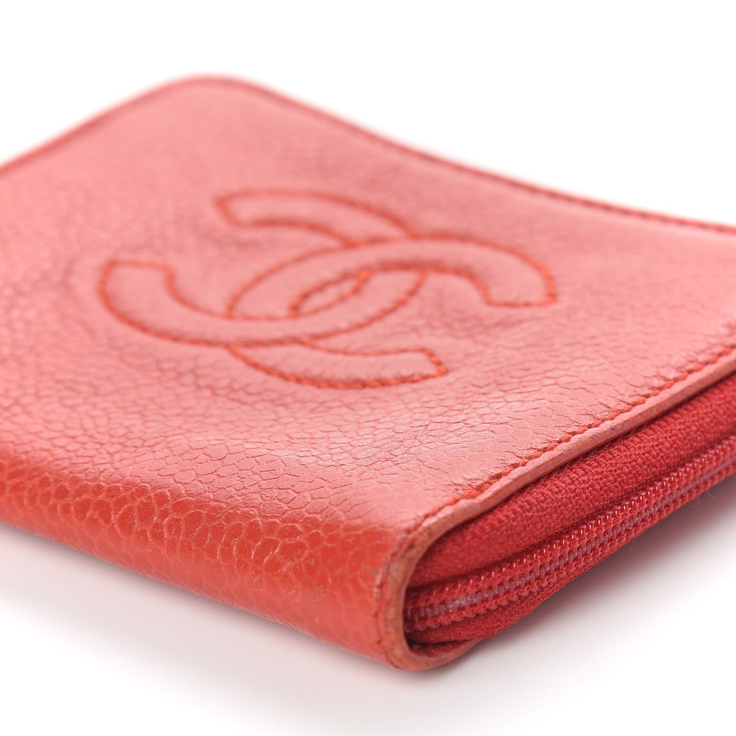 Chanel Caviar Timeless CC Zip Around Coin Purse Red 6 of 9