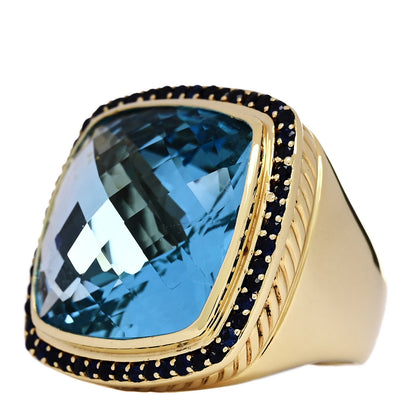 David Yurman 18K Yellow Gold Blue Sapphire Blue Topaz Albion Ring 54 7 3 of 6
