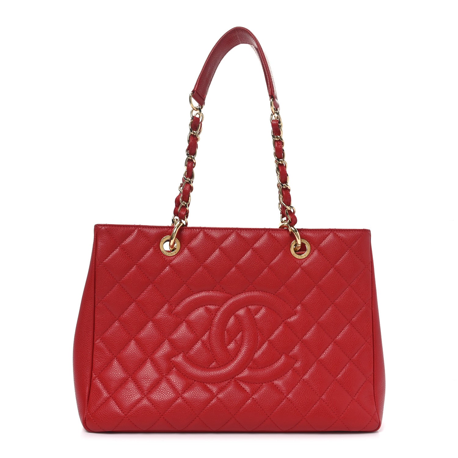 Chanel Caviar Quilted Grand Shopping Tote GST Red 1 of 10