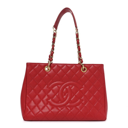 Chanel Caviar Quilted Grand Shopping Tote GST Red 1 of 10