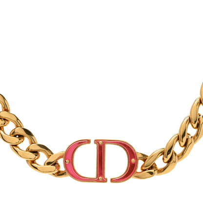 Christian Dior Metal CD Choker Necklace Gold Pink 1 of 5