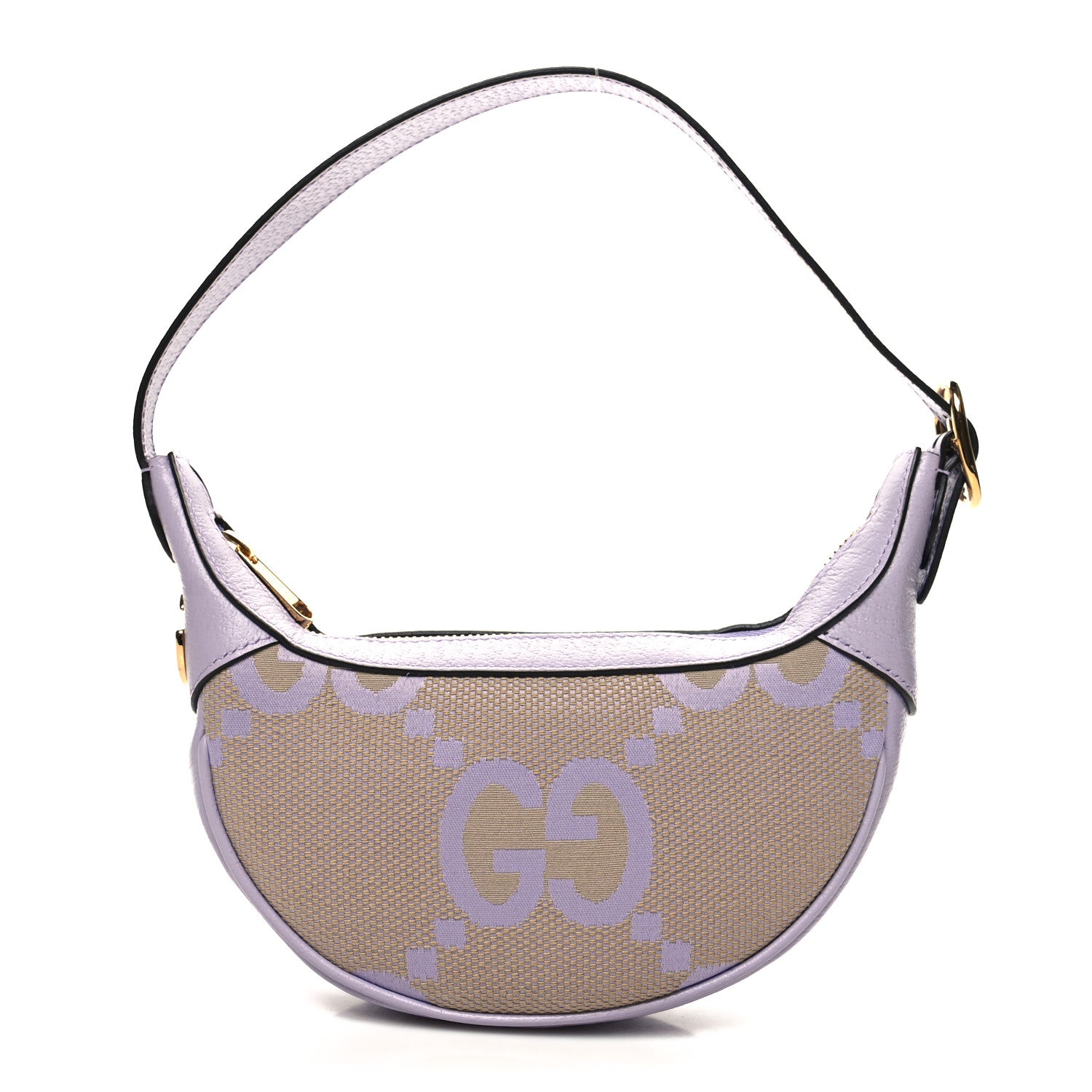 Gucci Monogram Jumbo GG Textured Dollar Calfskin Mini Ophidia Half Moon Hobo Beige Lapis 1 of 10